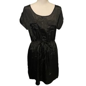 Rhapsody Black Shiny Shirt Dress Size Large